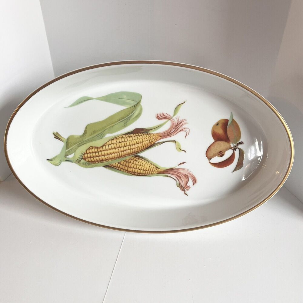 Vintage Royal Worcester Evesham Gold 12.5 " Oval Baking Serving Casserole Dish